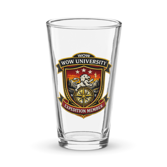 WOW University | WOWU ExpeditionMember badge | Pint Glass