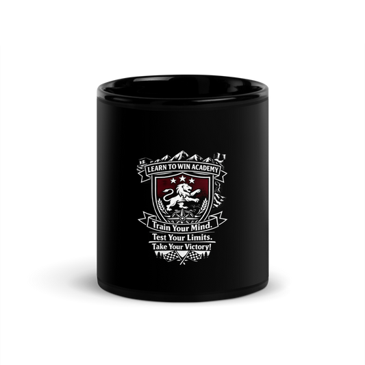 LTW TrainYourMind badge Black Glossy Mug — Front