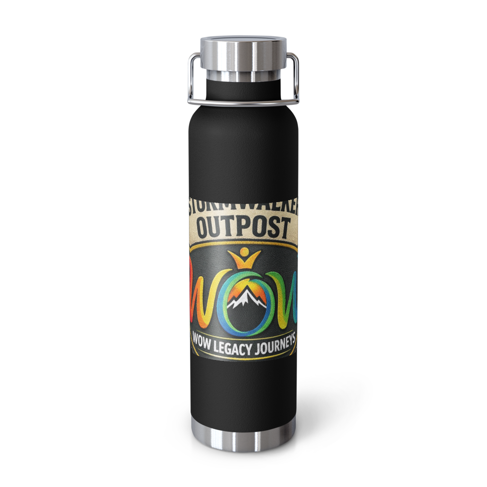 Stormwalker Outpost WOW logo Copper Water Bottle — Front