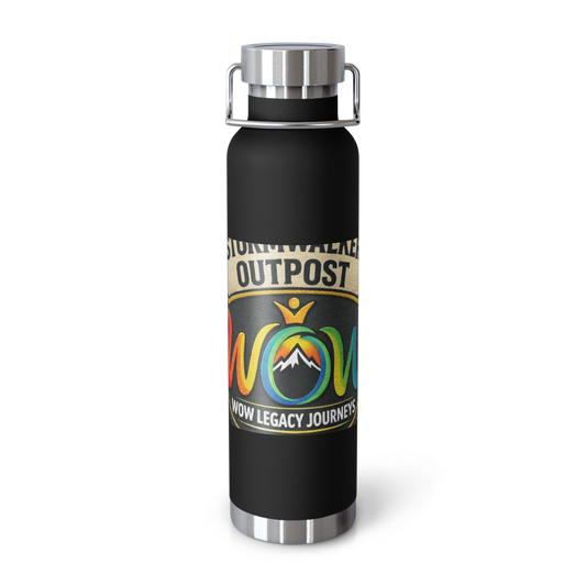 Stormwalker Outpost WOW logo Copper Water Bottle — Front
