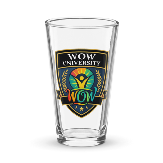 WOW University | WOWU Core badge | Pint Glass