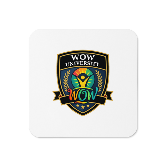 WOW University | WOWU Core badge | Cork Coaster