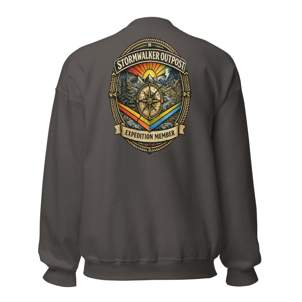 Stormwalker Outpost — Scars Are Maps Crewneck — Back (Charcoal)