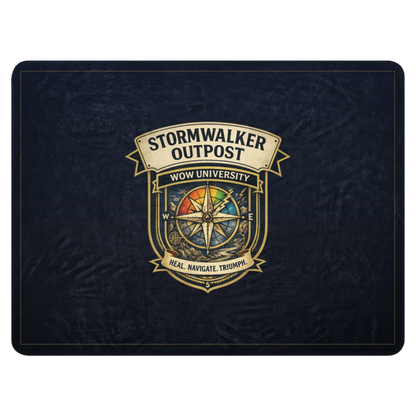 WOW University | Stormwalker Outpost WOWU compass badge | Sublimated Sherpa Blanket