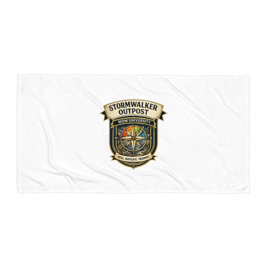 WOW University | Stormwalker Outpost WOWU compass badge | Beach Towel