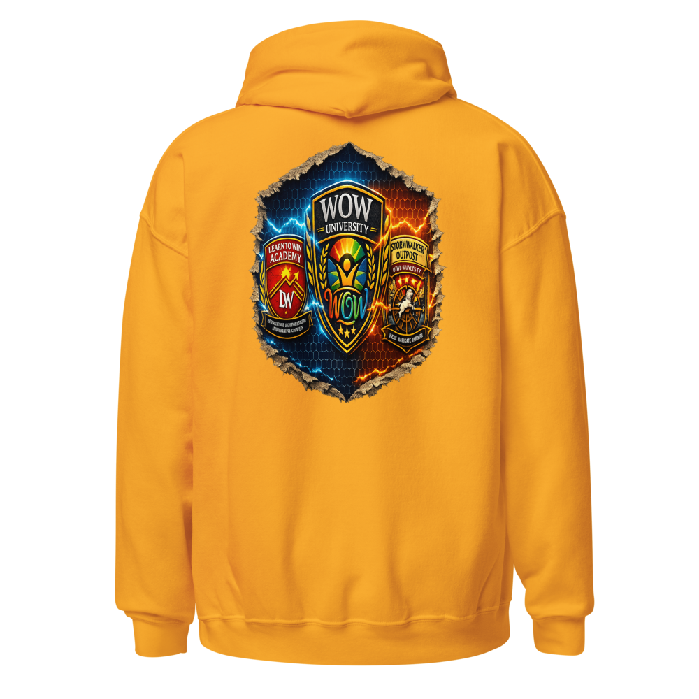 WOW University — Future-Ready Mindset Hoodie — Back (Gold)