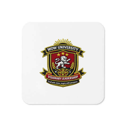 WOW University | WOWU VisionaryLeadership badge | Cork Coaster