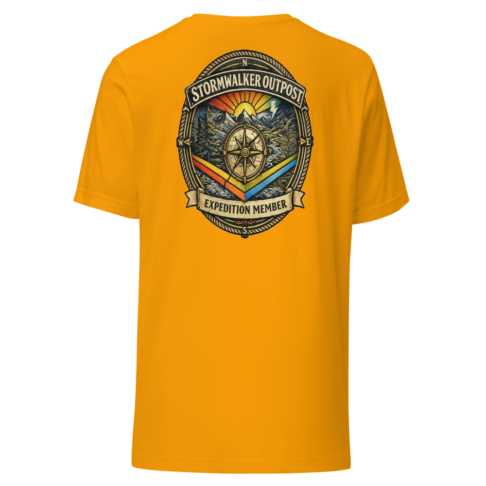Stormwalker Outpost — Scars Are Maps Tee — Back (Gold)