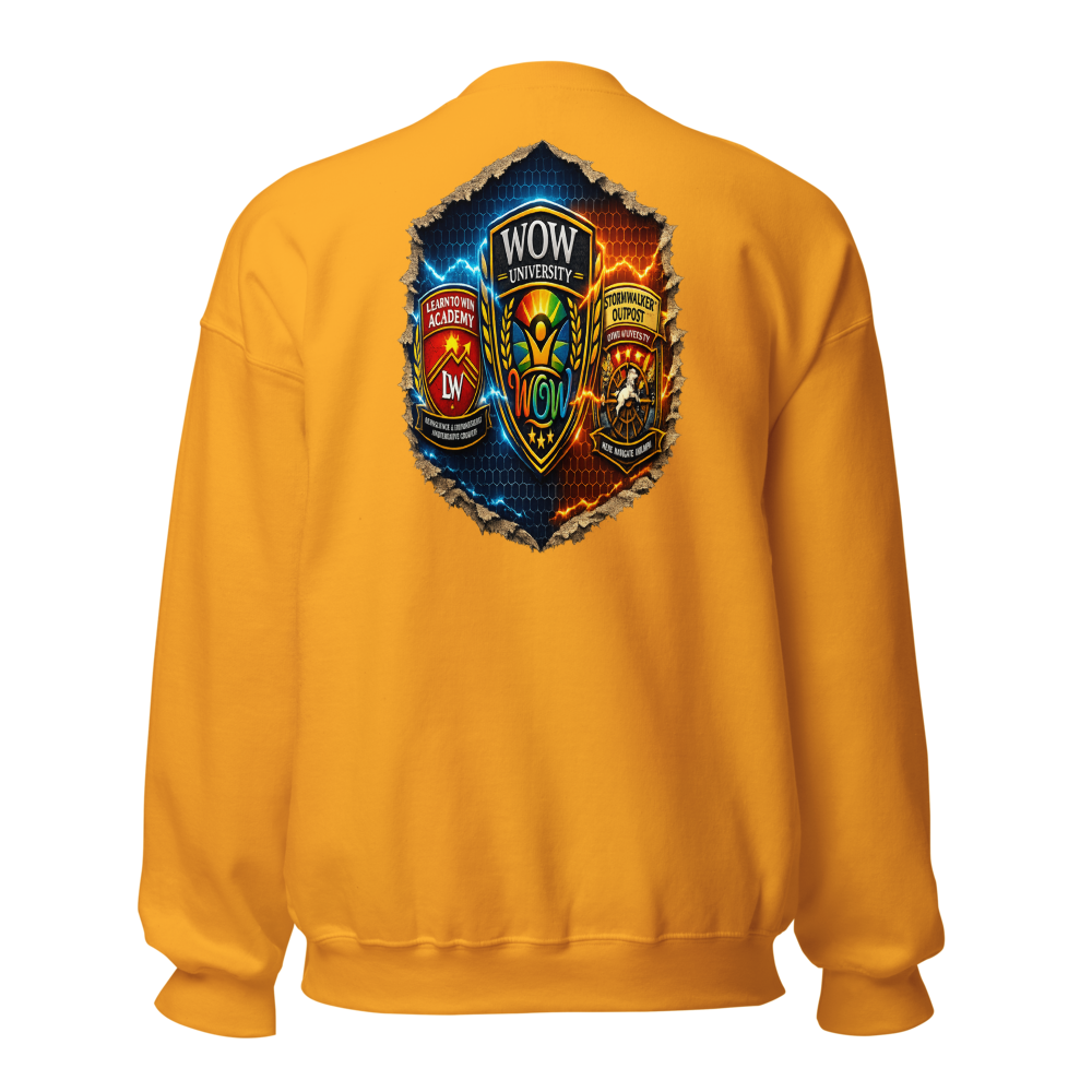 Learn To Win Academy — Train Your Mind Crewneck — Back (Gold)
