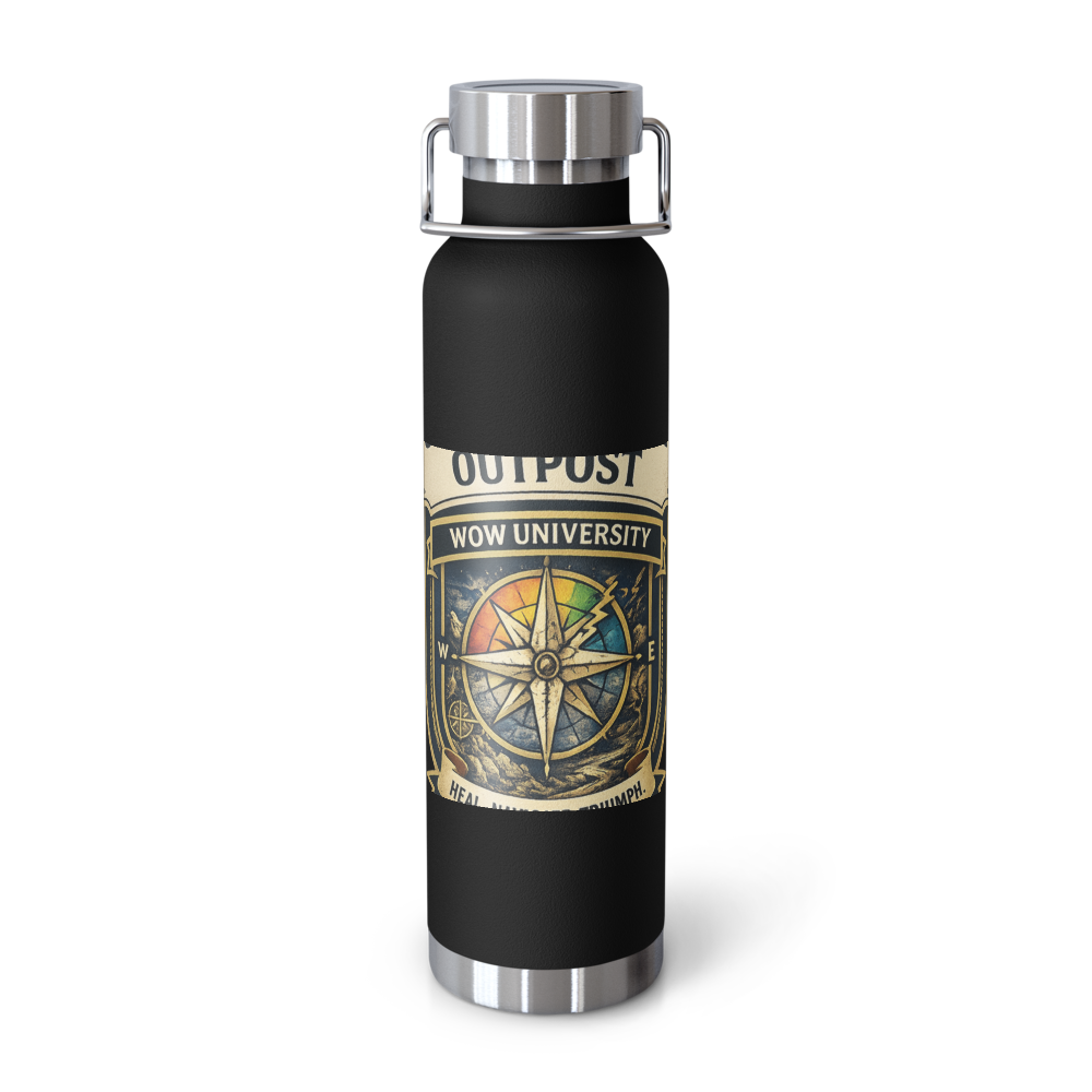 Stormwalker Outpost WOWU compass badge Copper Water Bottle — Front