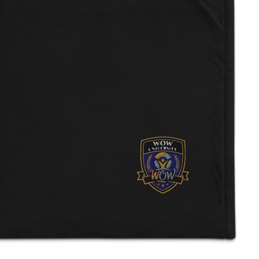 WOW University Shield — Embroidered Sherpa Blanket
