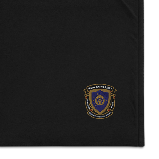 WOW University Seal — Embroidered Sherpa Blanket