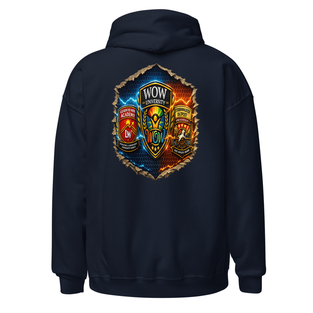 WOW University — Future-Ready Mindset Hoodie — Back (Navy)