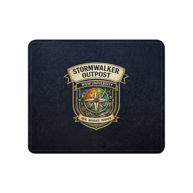 WOW University | Stormwalker Outpost WOWU compass badge | Sublimated Sherpa Blanket
