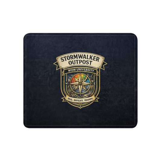 WOW University | Stormwalker Outpost WOWU compass badge | Sublimated Sherpa Blanket