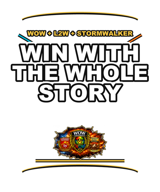 Win With The Whole Story — WOW Tri-Shield Tee